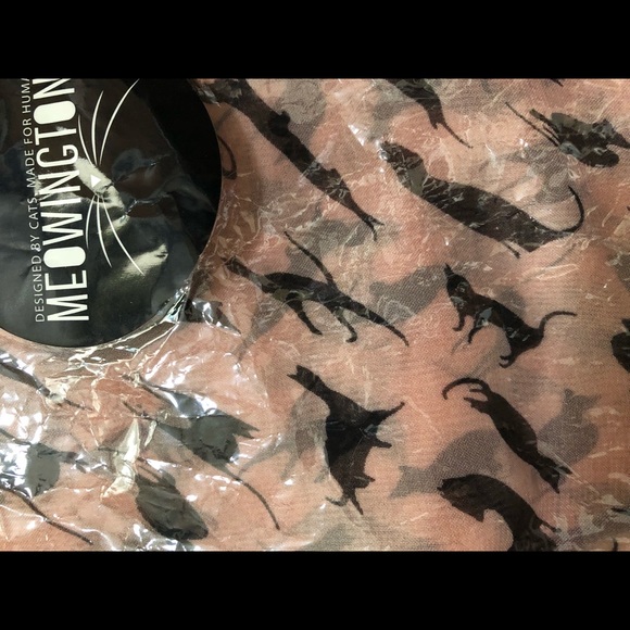 New in package Meowingtons chiffon cat print scarf - Picture 1 of 2